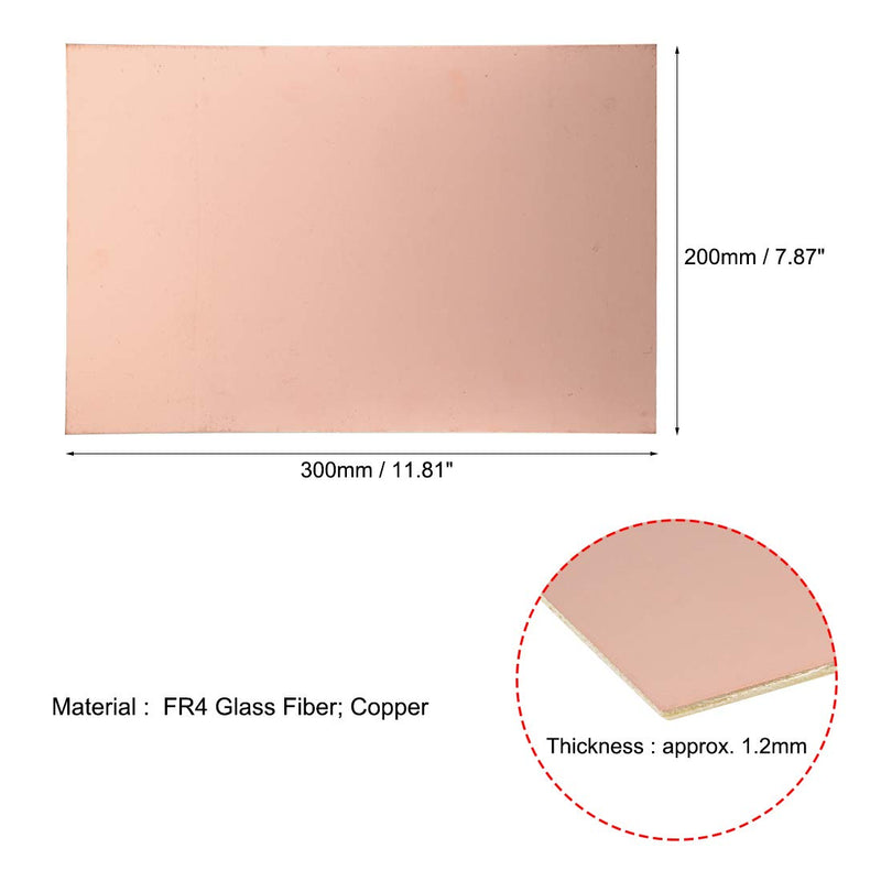 uxcell Single-Sided Copper Clad Laminate PCB Circuit Board, FR4 300x200mm 11.81x7.87 inch, 1.2mm Thickness DIY Prototyping PCB Board, Name Board
