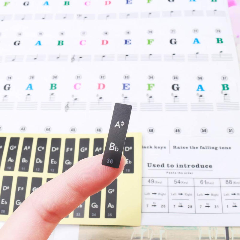 [AUSTRALIA] - Wedong Piano Stickers for 88/61/54/49 Key, Music Note Full Set Stickers Piano Keyboard Stickers Letter Piano Stickers for Kids Learning Piano,Multi-Color,Transparent,Removable 