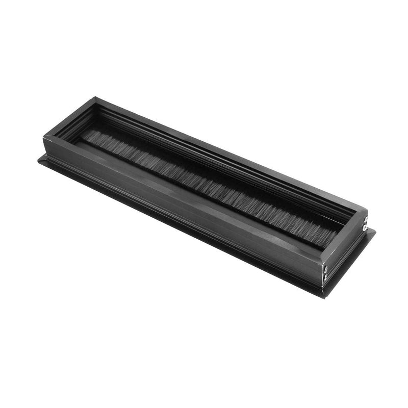 uxcell Cable Hole Cover, 269mm x 68mm Aluminum Alloy Desk Grommet for Wire Organizer Black