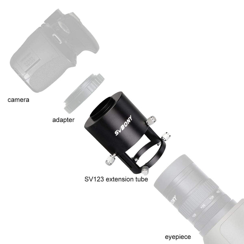SVBONY SV123 Spotting Scope Adapter for Camera Connect to Spotting Scope Fits SV46 Spotting Scope and Eyepiece Outer Diameter 49mm to 58mm