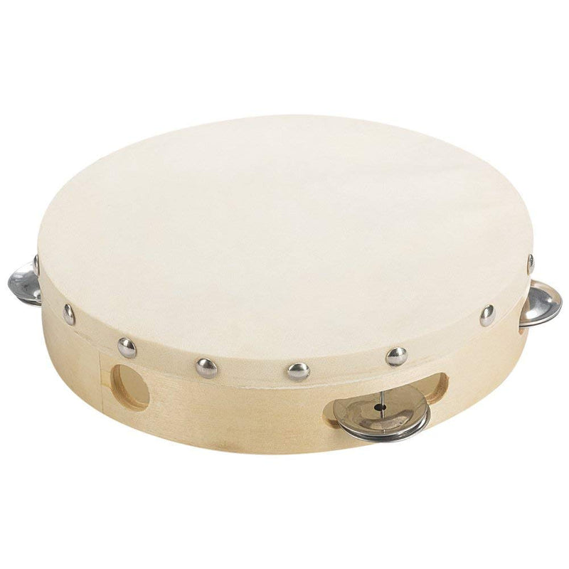 Tosnail 2 Pack 8" Wood Handheld Tambourine - Single Row 5 Pairs Jingles 2 Pack 8 Inches