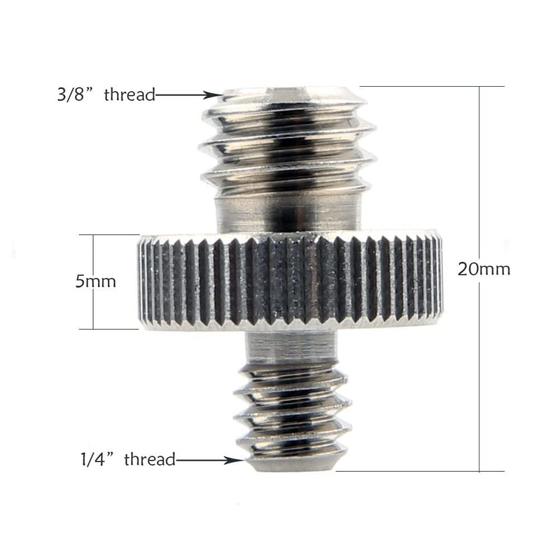 NICEYRIG 3/8 Inch Male to 1/4 Inch Male Threaded Screw Adapter for Camera Tripod Monopod Lightstand Ballhead - 1855