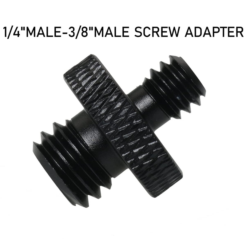 LRONG 2Pcs 3/8 inch Male to 1/4 inch Male Threaded Tripod Screw Adapter Double Sides Standard Mounting Thread Converter for Camera Mount
