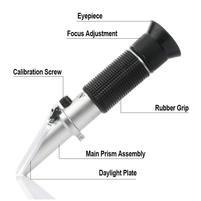 Beer Wort Refractometer for Homebrewing Beer, Dual Scale Specific Gravity 1.000-1.120 and Brix 0~32%, Beerbrewing Refractometer Hydrometer with (ATC) Autoction Temperature Compensation