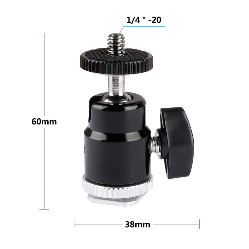 CAMVATE 1/4"-20 Mini Ball Head & Shoe Mount Adapter (2 Pieces)