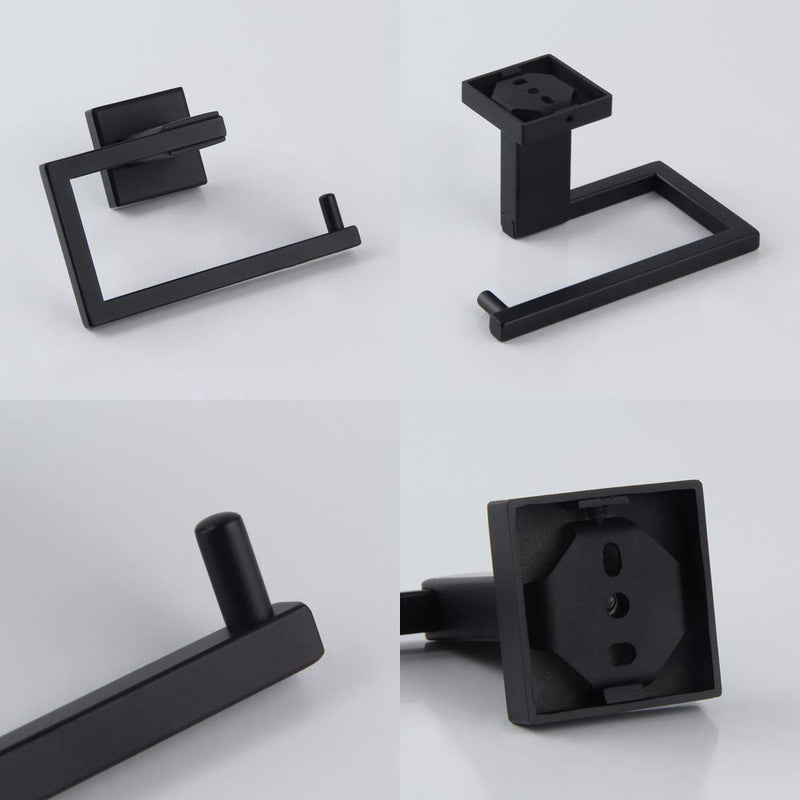 GERZ Bathroom Hardware Accessories Sets SUS304 Stainless Steel Bath Shower Set 2-Pieces(Toilet Paper Holder Towel Ring) Black Matte Finish Contemporary Style