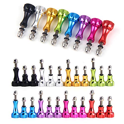 SLFC 3 Pcs Aluminum Alloy Thumbscrews for GoPro Hero 2018, GoPro Fusion, GoPro Hero 8/7/6/5/4/3/2/1 and DJI Osmo Action, 8 Colors, Very Durable, Standard Camera Mounts Screws (Silver) Silver