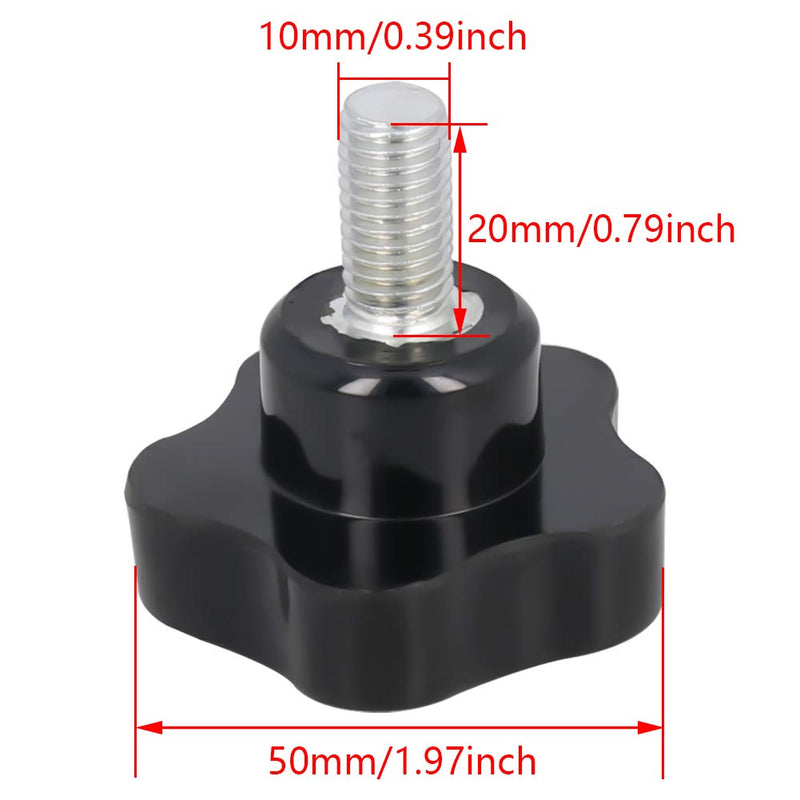 Othmro 5Pcs Star Lock Nut Rod Knobs, M10x50mm Thread Replacement Star Hand Knobs Tightening Screws Hand Tightening Knobs Quick Removal Replacement Parts for Saws Drill Presses Lathes Black 5 Pieces M10*50mm