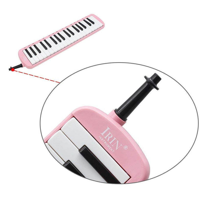 32 Key Melodica Instrument with Mouthpiece Air Piano Keyboard (Pink) Pink