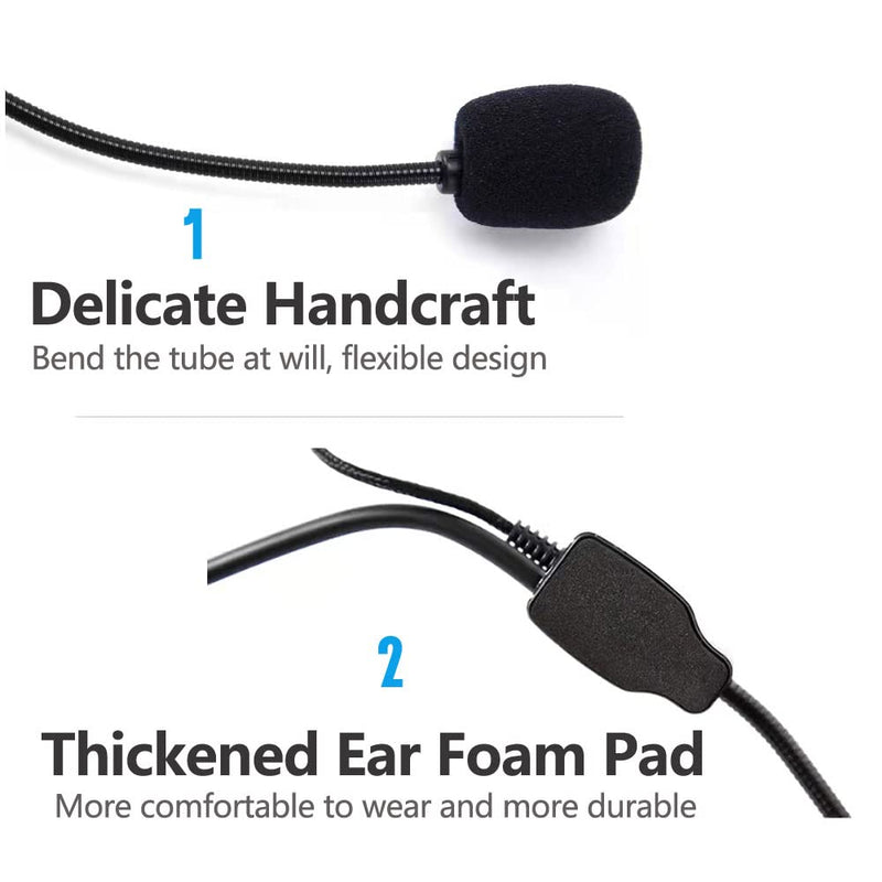 2Pcs Microphone Headset Mic, Flexible Wired Boom for Voice Amplifier, 3.5mm Connector Jack Headset Microphone for Singing, Speaking, Teachers, Coaches, Presentations, Seniors and More