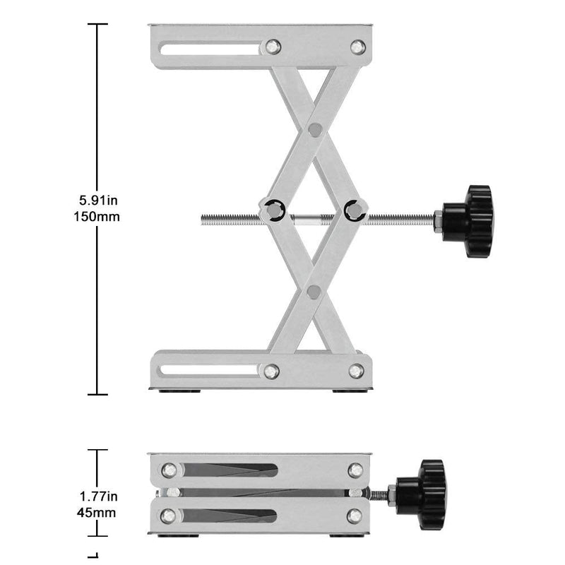 stonylab 4"x4" Lab Scissors Jack, 100 x 100mm Stainless Steel Laboratory Support Jack Platform Lab Lift Stand Table, Expandable Lift Height Range from 45mm to 150mm, Support Weight 5KG 100 x 100 mm