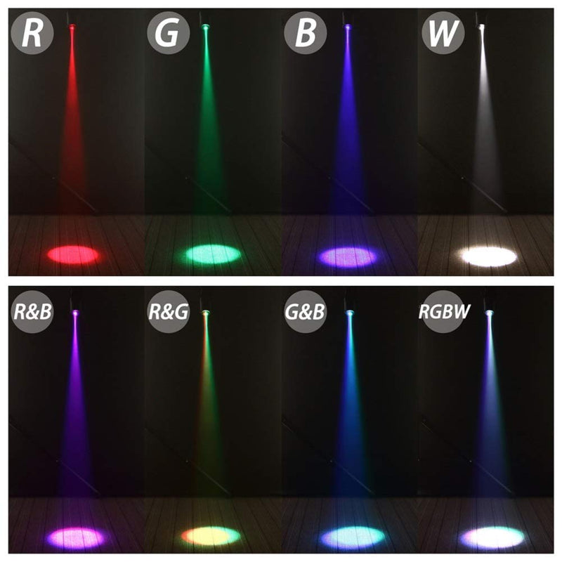 [AUSTRALIA] - U`King Beam Pinspot Light 10W RGBW Led Stage Wash Spot Lights with DMX for Dance Party DJ Disco Wedding Show Home Mirror Ball Lighting (WHITE) White 