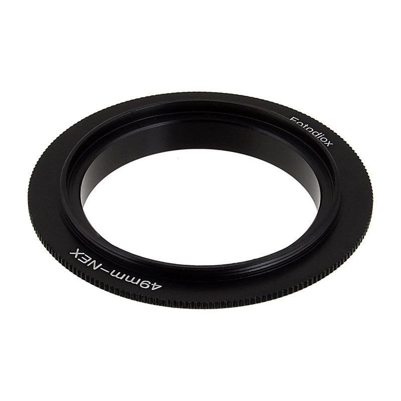 Fotodiox 49mm Filter Thread Macro Reverse Mount Adapter Ring for Sony E-Series Camera, fits Sony NEX-3, NEX-5, NEX-5N, NEX-7, NEX-7N, NEX-C3, NEX-F3, Sony Camcorder NEX-VG10, VG20, FS-100, FS-700 Reverse Mount Ring 49mm