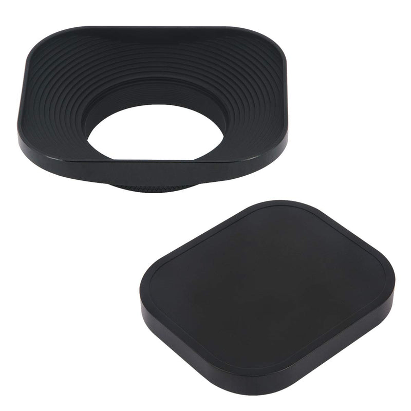 Haoge LH-B39T 39mm Square Metal Screw-in Lens Hood with Cap for Fujifilm Fujinon 60mm f/2.4 XF60mmF2.4 R Macro, Fuji 27mm f/2.8 XF27mmF2.8 Lens and Other Lens with 39mm Filter Thread Black