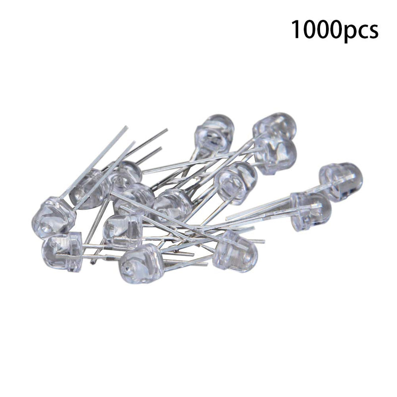 Othmro 1000PCS DC 3.0-3.4V 20mA 5mm Straw Hat Head Dia Blue LED Lamp Light Emitting Diodes