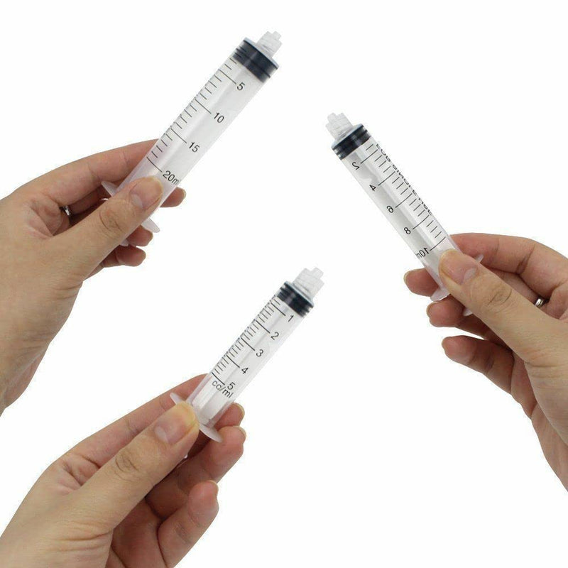 Plastic Syringe Luer Lock With Measurement No Needle for Scientific Labs Liquid Measuring, 20ml 10pcs