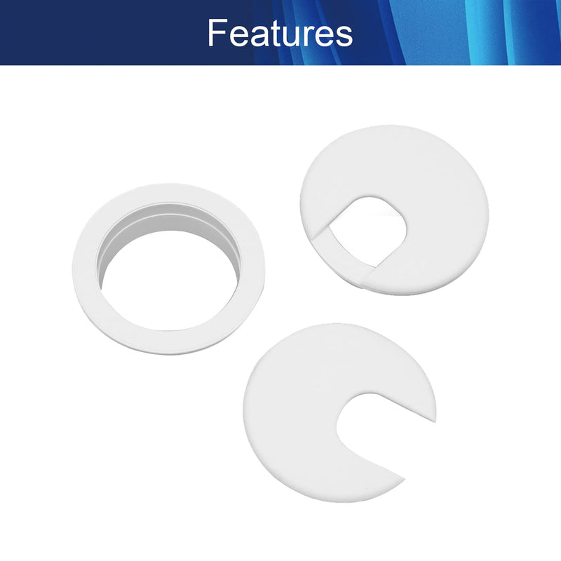 Aicosineg 20pcs 1.97" Plastic Cable Hole Cover Cord Desk Grommet for Cable Cord Organizer Office Home Desk Plastic Cover Hardware Wire Organizer White