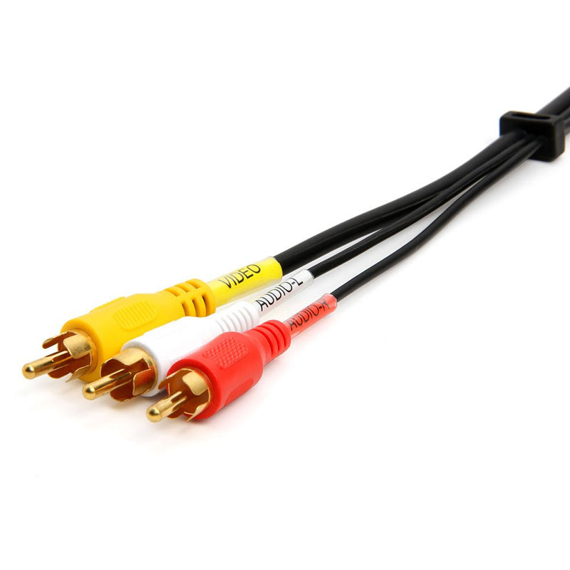 Cmple - 3-Male RCA to 3-Male RCA Composite Video Audio A/V AV Cable Gold Plated - 12 Feet 12FT Black