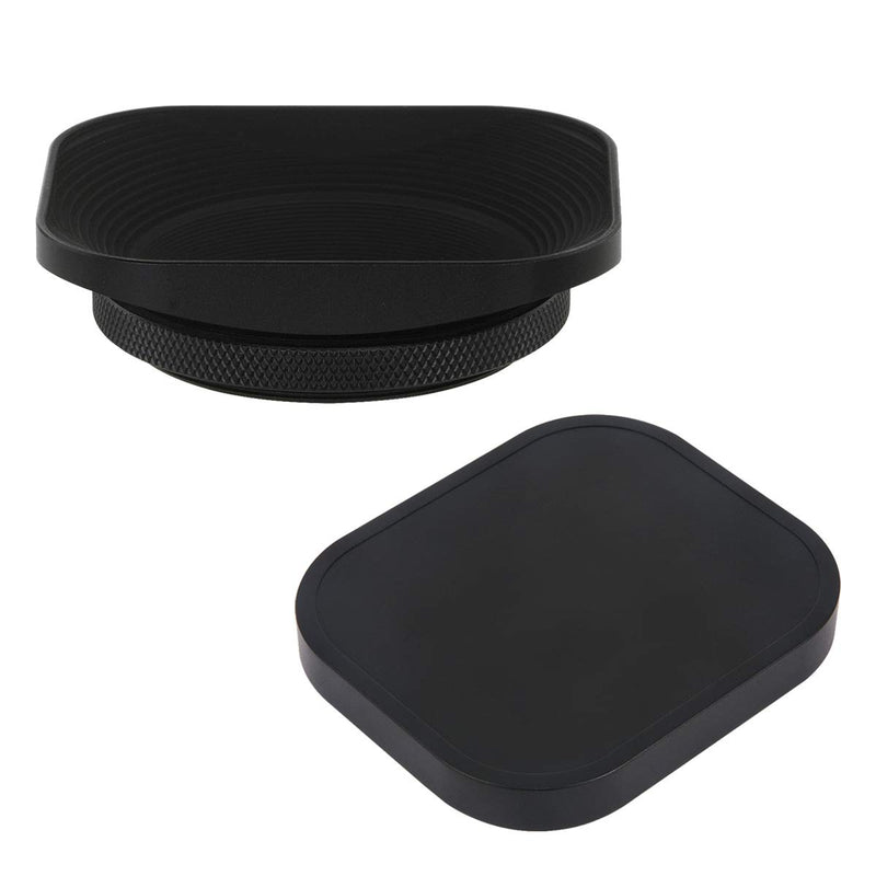 Haoge LH-E2T 49mm Square Metal Screw-in Lens Hood with Cap for Sony RX1 RX1R RX1RII Camera, Sony E 20mm f2.8, 28mm f2, 30mm f3.5, 35mm f1.8, 50mm f1.8, TE 24mm F1.8, 55mm F1.8, TFE 35mm F2.8 Lens