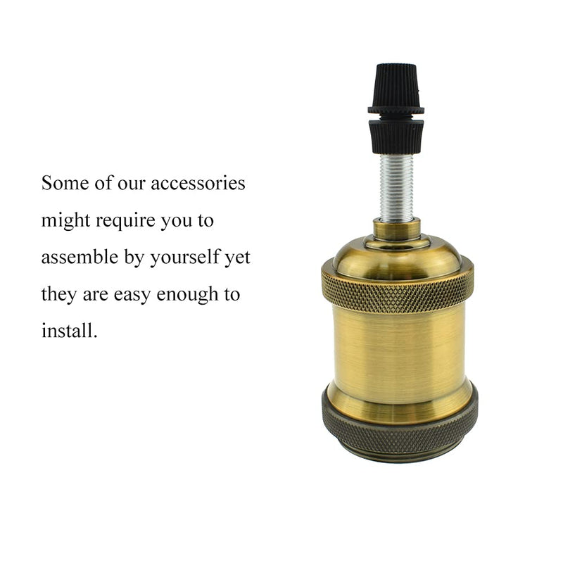 [AUSTRALIA] - HAHIYO E26 E27 Lamp Socket Screw in Mount Light Bulb Holder Fixture Easy Wire Tighten Down Twist Aluminum Heat Resistant for Decor Table Electrical Circuit Assorted Total 2pieces Gold bronze E26/E27-Mode3-2pcs 