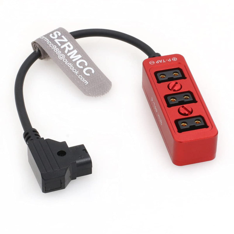 SZRMCC D-tap Male to 3 Port P-tap Hub Metal Splitter Power Cable with Screw Holes for ARRI RED Cameras accesories (Red)