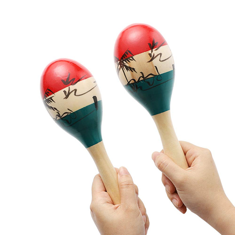 [AUSTRALIA] - Maracas Large Colorful Wood Rumba Shakers Rattle Hand Percussion of Sand of the Hammer Great Musical Instrument with Salsa Rhythm For Party,Games. (Colorful) 