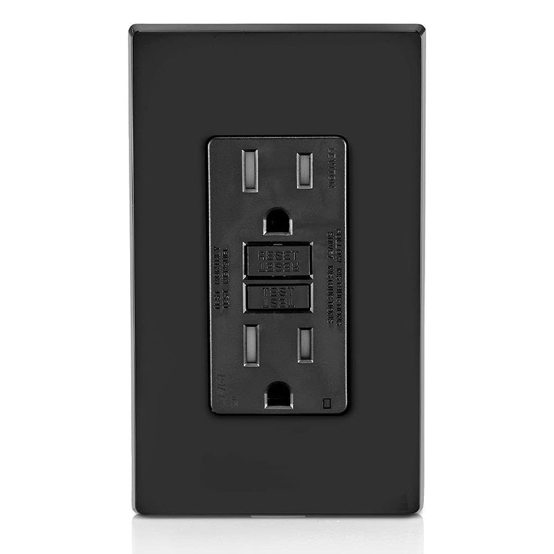 Leviton AGTR1-E SmartlockPro Dual Function AFCI/GFCI Receptacle, Wallplate Included, 15 Amp/125V, Black 15 Amp / 125 Volt