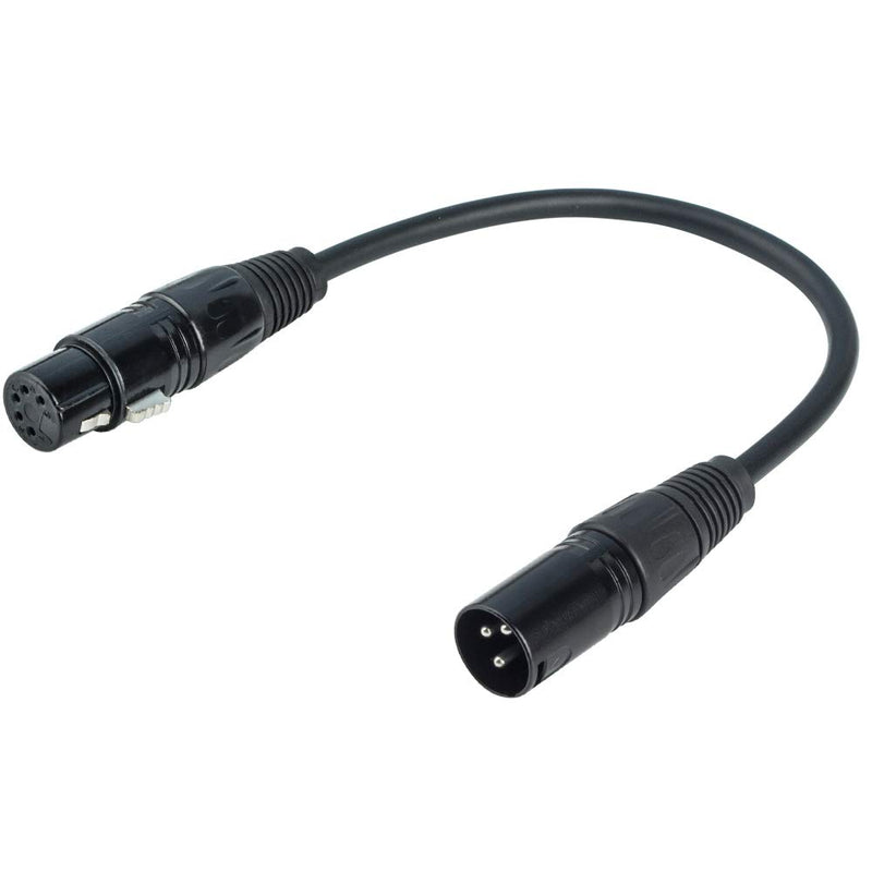 [AUSTRALIA] - XLR Male 3 Pin to XLR Female 5 Pin DMX 512 Turnaround DMX Stage Light Cable by SiYear, XLR3M to XLR5F Adaptor Cable (12inch / 2Pack) 5PIN F-3PIN M 