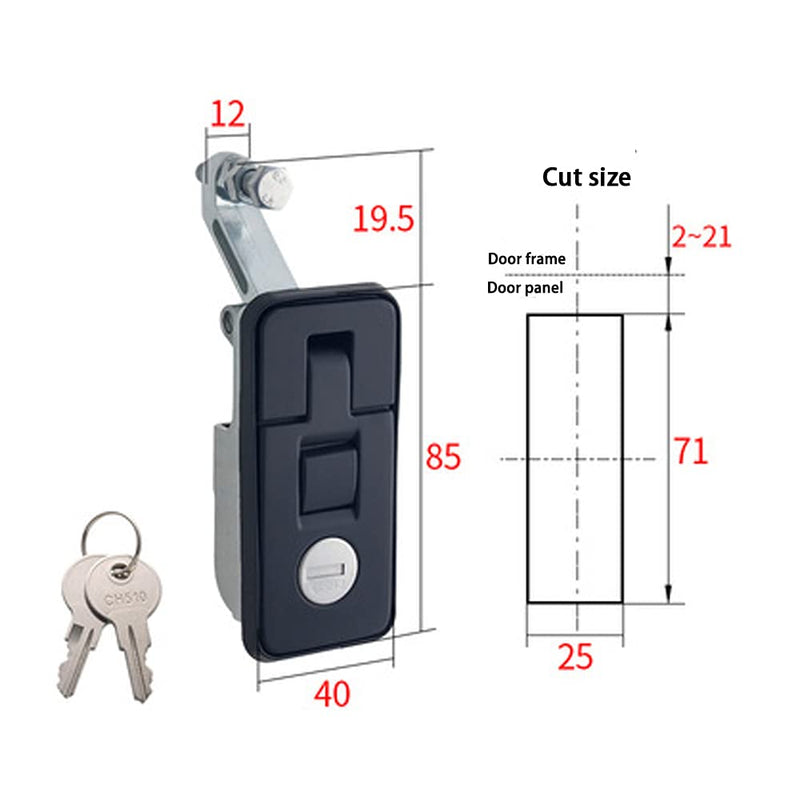 Wangyihan 2X Zinc Alloy Adjustable Compression Key Lock Latch Horse Box RV Trailer Yacht Applicable Door Thickness 1-6mm Southco(Black) Black