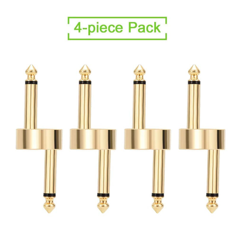 [AUSTRALIA] - OTraki 1/4 Inch Pedals Coupler Z Type 6.3mm Guitar Pedal Connectors 4 Pack TS Copper Male Connector for Effect Pedalboard Space Saving Gold 