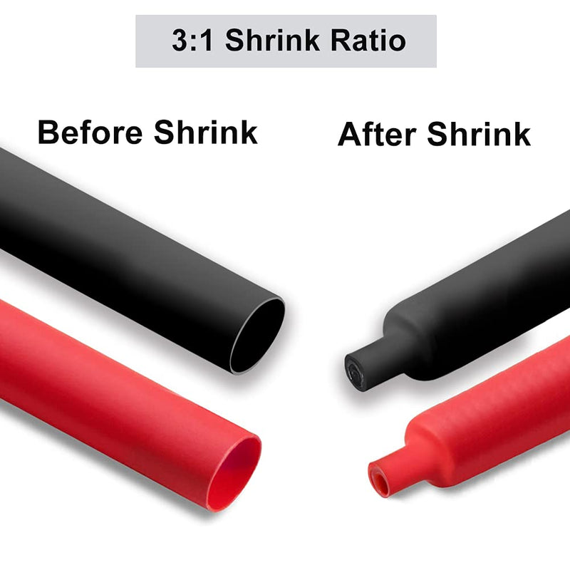 Waterproof Heat Shrink Tubing Kit 365 pcs, ELECFUN 3:1 Dual Wall Tube - Adhesive Lined Heat Shrink Tubing Marine and Industrial Heat-Shrink Tubing Black/Red, 7 Sizes 0 KIT365