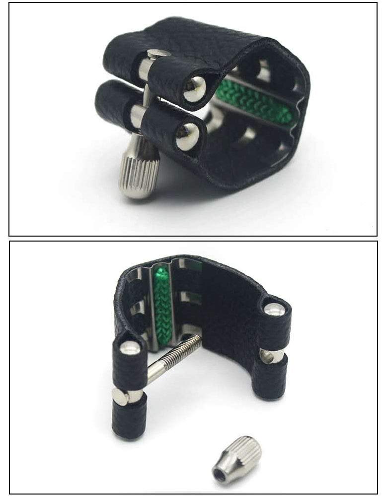 Jiayouy Artificial Leather Alto Saxophone Mouthpiece Sax Ligature Fastener Compact Durable Black