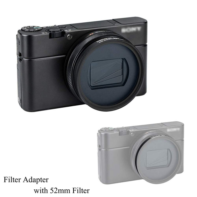 Filter Adapter JJC Lens Ring Adapter Fits for Sony RX100 VI 52mm with Filter Lens Cap & Lens Cap Keeper