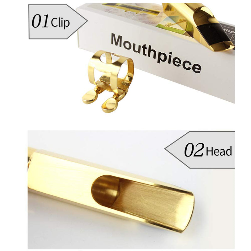 Alto Sax Saxophone Mouthpiece with Cap & Ligatures, Brass Metal Eb Alto Tenor Sax Mouthpiece 5C/6C/7C/8C for Saxophone Professionals and Beginners