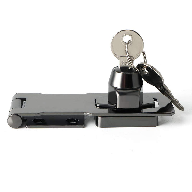 Alise 4-Inch Clasp Keyed Hasp Latch Lock Safety Gate Latches,Without Padlock,Black 4 Inch Black