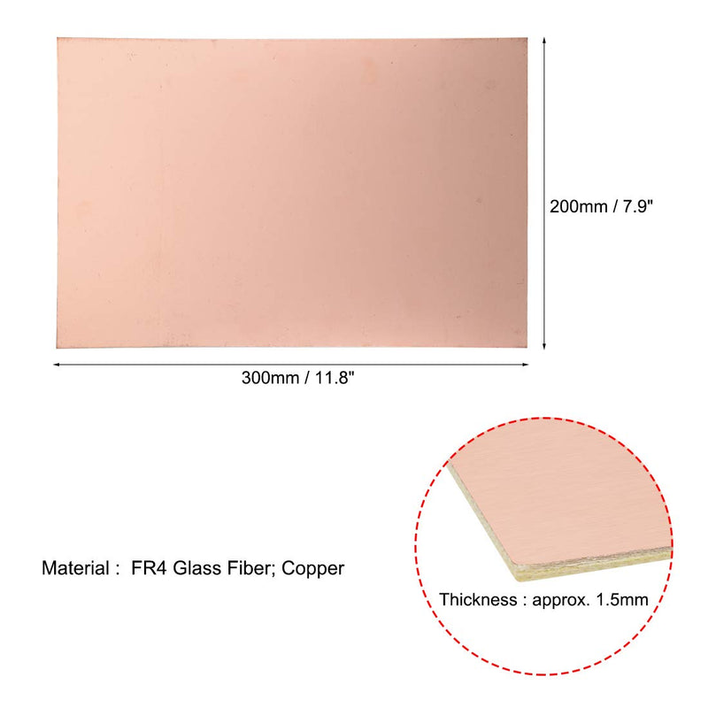uxcell Single-Sided Copper Clad Laminate PCB Circuit Board, FR4 300x200mm 11.81x7.87 inch, 1.5mm Thickness DIY Prototyping PCB Board, Name Board