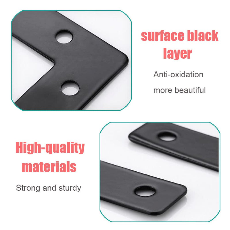 20 Pcs Black Flat Corner Brace Brackets,80mmx80mm Metal Right Angle Corner Brace L Shaped Brackets,Mending Plate Bracket with Screws