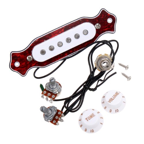 Andoer Red Chelonian Shell Sound Hole Magnetic Pickup for Folk Acoustic Electric Guitar