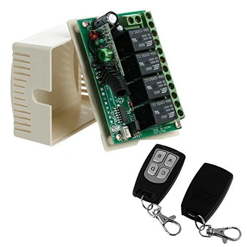 Jahyshow 315Mhz Wireless RF Switch DC 12V 4CH Channel Wireless Remote Control Switch, DC12V Relay Receiver Module, Transmitter Toggle Switch RF Relay (2 Transmitter + 1 Receiver)