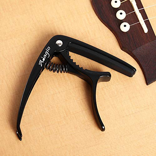 Adagio PRO DELUXE CAPO Suitable For Acoustic & Electric Guitars With Quick Release And Peg Puller In Black RRP £10.99 - Retail Packed