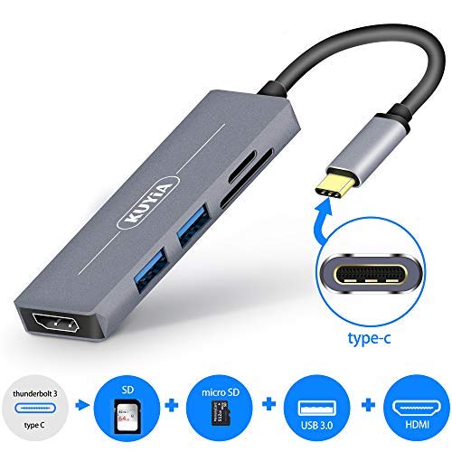USB C Hub,5-in-1 Type C Adapter 4K USB C to HDMI,USB C Multiport Adapter, USB C to USB 3.0, SD/Mircro SD Card Reader Slots, Compatible Chromebook, BEEL XPS, Samsung Galaxy S8/S8+/S9/S9+/Note 8
