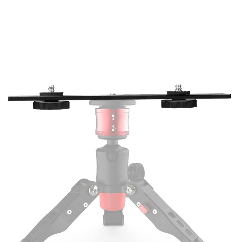 Dual Camera Mount Flash Extension Bar, ChromLives 8"/20.3cm Tripod Bracket Mount, 1/4'' Dual Hot Shoe Mount for Camera Compatible with LED Light, DSLR Camera, Tripod and More dual camera bracket