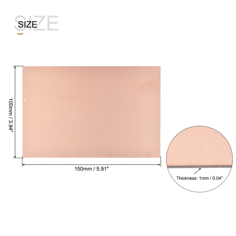 MECCANIXITY PCB Copper Clad Board Laminate 150mm x 100mm x 1mm FR4 Glass Fiber Single-Sided for Circuit Projects, Pack of 5 150mmx100mmx1mm