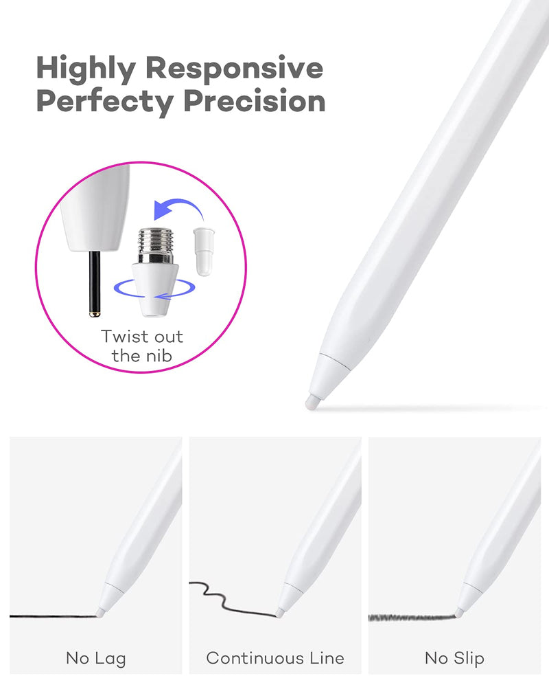 iPad Pencil with Palm Rejection,BJG Stylus Pen for Touch Screens for High Precision Writing/Drawing, Compatible with (2018-2021) Apple iPad Pro, iPad 6/7/8th Gen/ipad 3rd/4th, iPad Mini 5th Gen