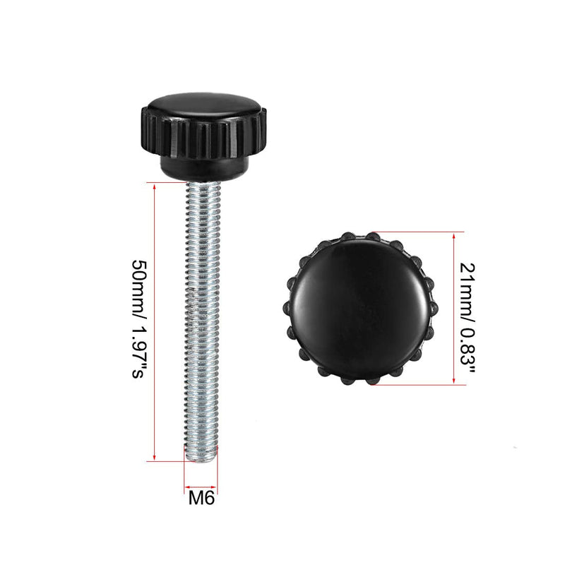 uxcell M6 x 50mm Male Thread Knurled Clamping Knobs Grip Thumb Screw on Type 10 Pcs M6 x 50
