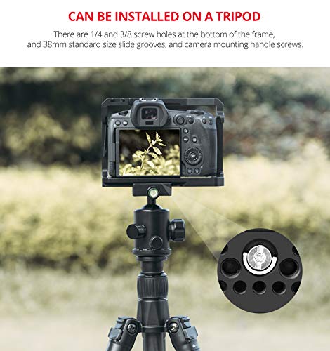 Aluminum Video Camera Cage Stabilizer for Canon EOS R5 R6 Multiple 1/4" 3/8" Screw Mount (Cage)