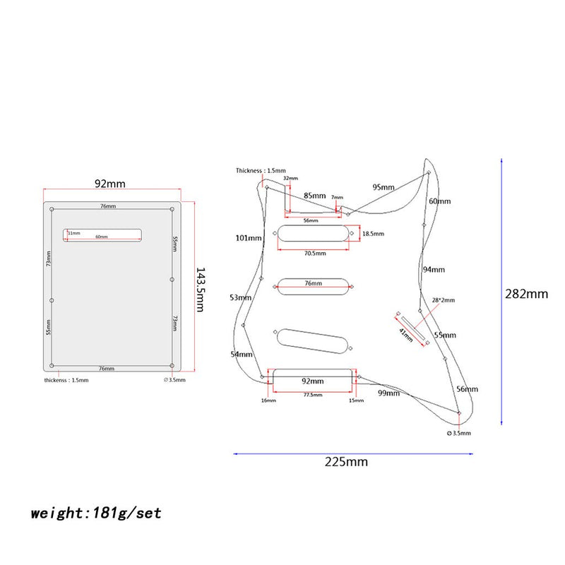 Alnicov 62 Pickguard 11 Hole Stratocaster Pickguard SSS Guitar Pick Guard for Fender Standard Strat Guitar Replacement