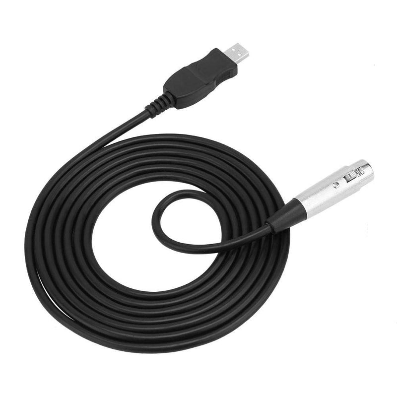 Eboxer 2.8M USB Male to XLR Female Microphone Converter Cable Studio Audio Connector Link Cable Adapter,Built-in A/D Convert with Audio Signal Boost for Recording Karaoke Singing,Black