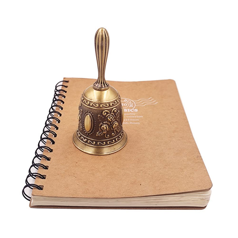 Hourwof Hand Bell,Metal Dinner Bell Decorative Wedding Bells Service Bell Call Bell Christmas Bell,Bronze Broze