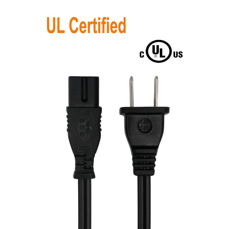 [UL Listed] POWSEED 6Ft 2 Prong Polarized AC Wall Power Cable Cord Plug for Sony PlayStation 1 2 PS1 PS2, Vizio Sharp Sanyo Emerson TV, Arris Router Modem, Bose Companion 3 5 Multimedia Speaker System Pack of 1